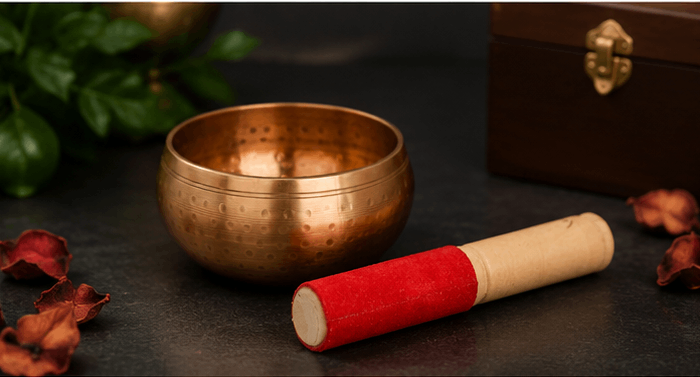 Handcrafted Copper Singing Bowl with Wooden Striker for Meditation & Sound Healing