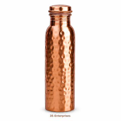 Authentic Hammered Pure Copper Water Bottle with Lid 750ml
