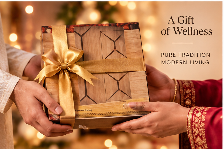Premium Copper Bottle Gift Set with 2 Copper Glasses – Gold Meena Finish - Image 3