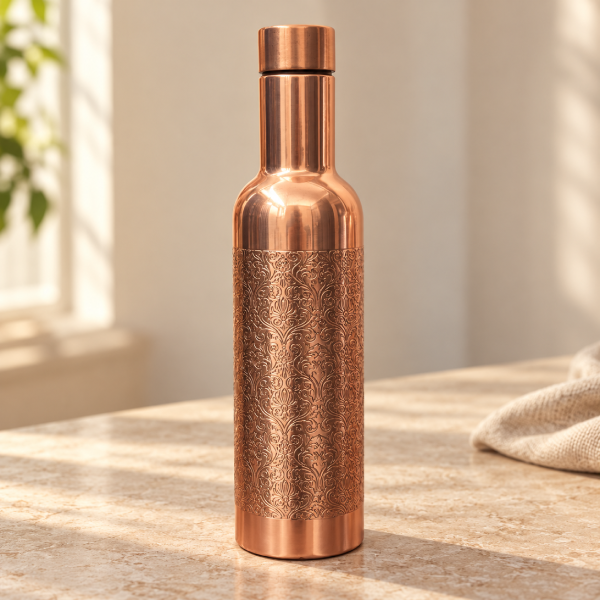 Copper Ornate Floral Pattern Bottle